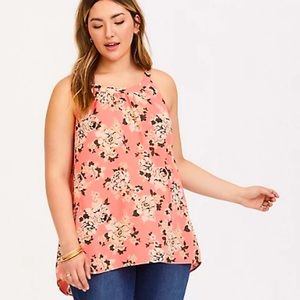 Coral Floral Hi-Lo Georgette Tank